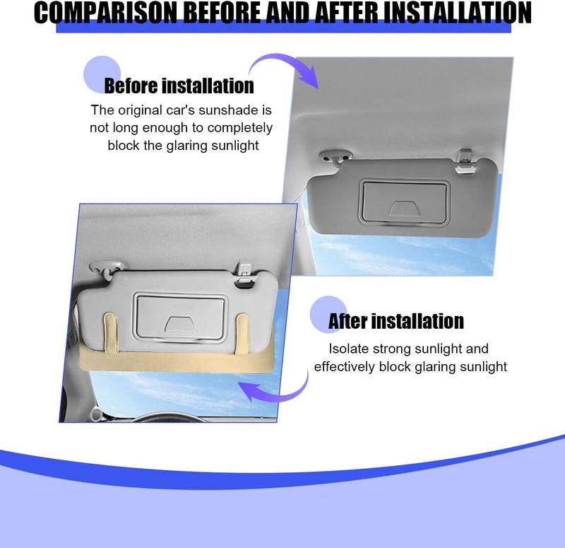 HZEL Car Sun Visor Extender, Anti Glare Vehicle Sunvisor Extension Shade Attachment for Safe Driving, Adjustable Auto Sunlight Blocker Accessories, Universal for SUV, Sedan, Truck(Beige) - Image 4